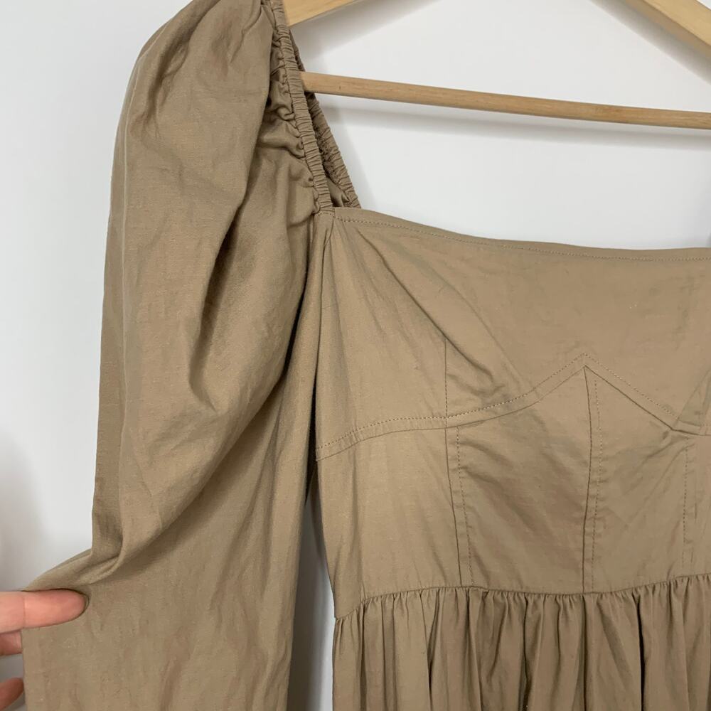 Reformation Luce Long Sleeve Stretch Khaki Midi Dress Womens 0 - Picture 7 of 16